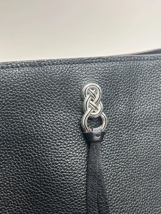 BRIGHTON Interlok Georgia Convertible Hobo BLACK $565 Pebbled Leather Celtic EUC - Picture 11 of 13